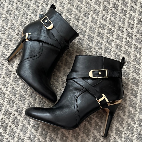 Marc Fisher Shoes - Mark Fisher Black Boots Heels Gold Hardware
